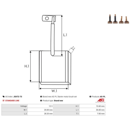 AS-PL Kohleb&uuml;rste, Starter AS JSX72-73