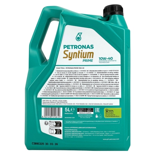 Motor&ouml;l Motoren&ouml;l SYNTIUM PRIME 10W-40 PETRONAS LUBRICANTS 5 Liter 71244M12EU