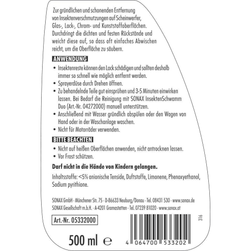 SONAX InsektenEntferner 500 ml 05332000