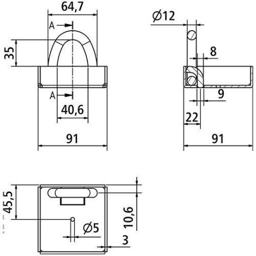 Zurrmulde mit Ring Typ 3803, Stahl roh Suer 122131801