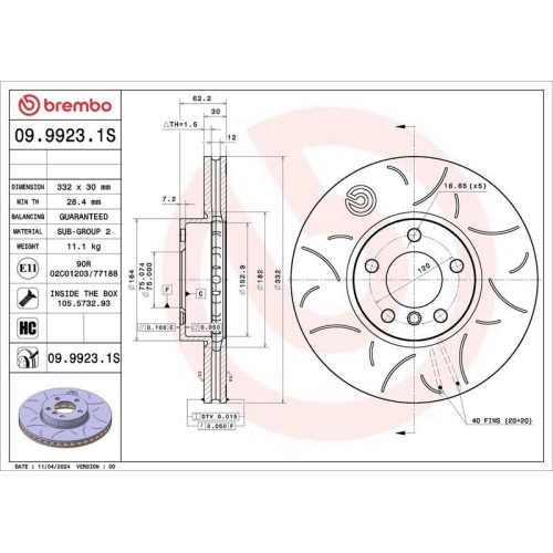 BREMBO Bremsscheibe 09.9923.1S