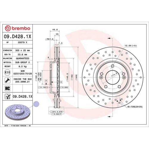 BREMBO Bremsscheibe XTRA LINE - Xtra 09.D428.1X
