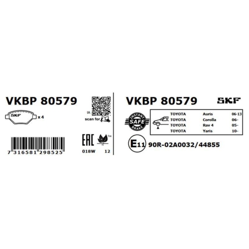 SKF Bremsbelagsatz, Scheibenbremse VKBP 80579