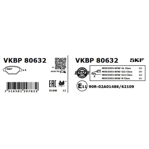 SKF Bremsbelagsatz, Scheibenbremse VKBP 80632