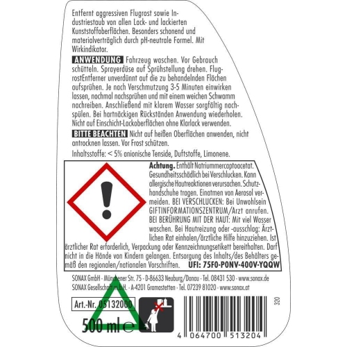 SONAX FlugrostEntferner Rost, 500 ml 05132000