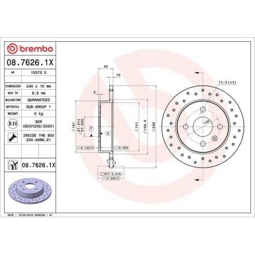 BREMBO Bremsscheibe XTRA LINE - Xtra 08.7626.1X