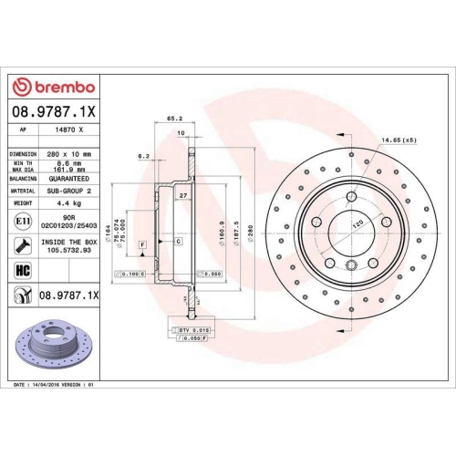 BREMBO Bremsscheibe XTRA LINE - Xtra 08.9787.1X