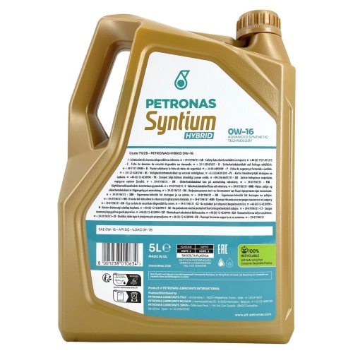 Motor&ouml;l Motoren&ouml;l Petronas Syntium Hybrid 0W-16 5 Liter 71228M12EU