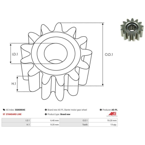 AS-PL Reparatursatz, Starter AS SGK0004S