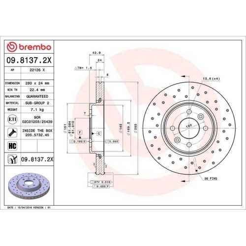 BREMBO Bremsscheibe XTRA LINE - Xtra 09.8137.2X