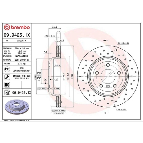 BREMBO Bremsscheibe XTRA LINE - Xtra 09.9425.1X