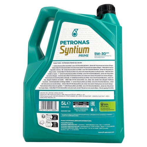 Motor&ouml;l Motoren&ouml;l Petronas Syntium Prime DM 5W-30 5 Liter 71232M12EU