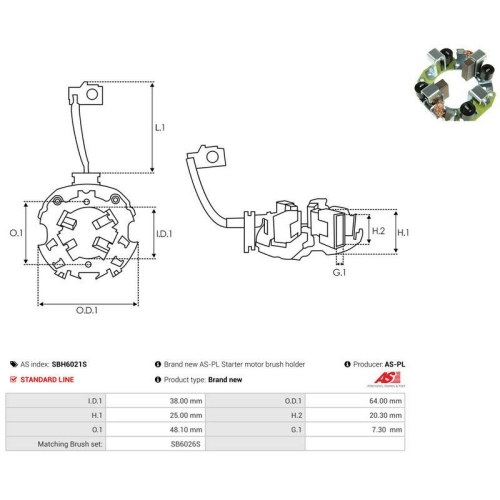 AS-PL Halter, Kohleb&uuml;rsten AS SBH6021S