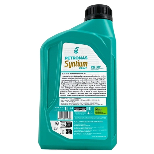 Motor&ouml;l Motoren&ouml;l Petronas Syntium Prime E 5W-40 1 Liter 71243E18EU