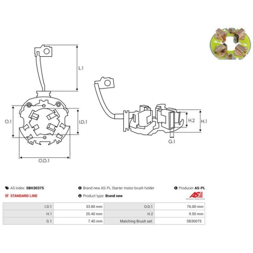 AS-PL Halter, Kohleb&uuml;rsten AS SBH3037S