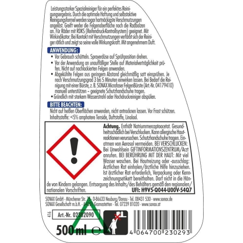 Sonax Felgenreiniger Plus 500 ml Sprühflasche Xtreme 02302090