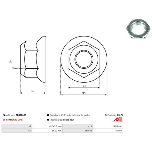 AS-PL Reparatursatz, Generator AS ARS9063S