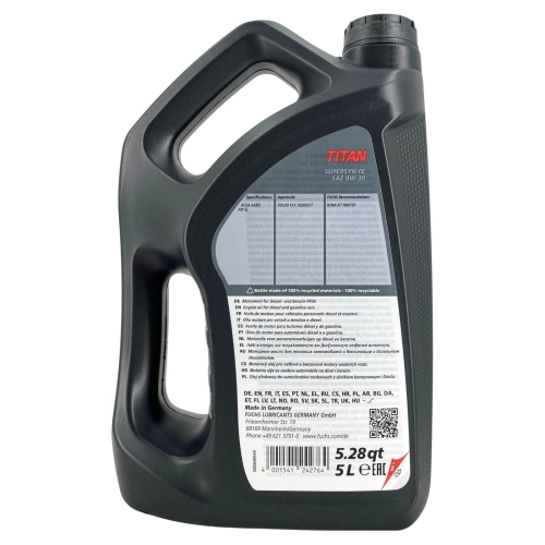Motor&ouml;l Motoren&ouml;l Fuchs Titan Supersyn FE 0W-30 - 5 Liter Kanister 602007551