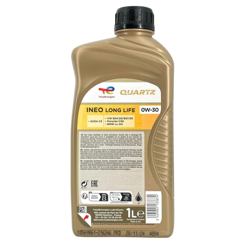Motor&ouml;l Motoren&ouml;l Total Quartz Ineo Long Life 0W-30 1 Liter Flasche 216246