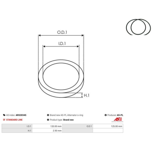 AS-PL Reparatursatz, Generator AS ARS2034S