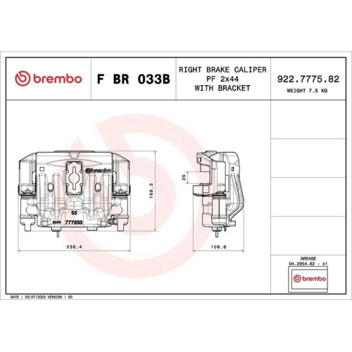 BREMBO Bremssattel PRIME LINE - With Brackets F BR 033B