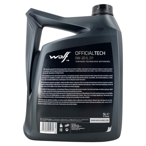 Motor&ouml;l Motoren&ouml;l Wolf OfficialTech 0W-20 IL D1 - 5 Liter Kanister 1054848