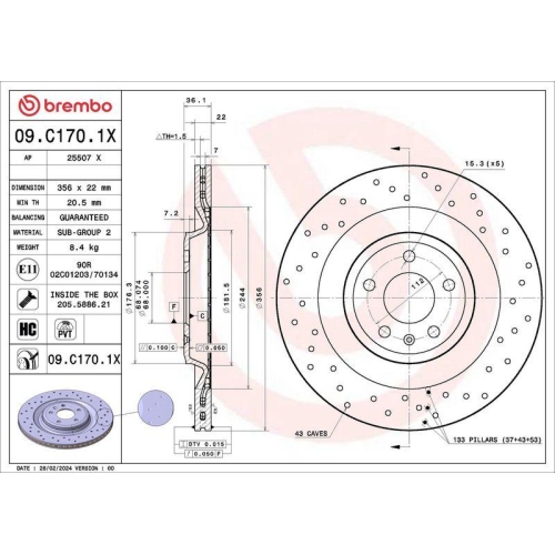 BREMBO Bremsscheibe XTRA LINE - Xtra 09.C170.1X