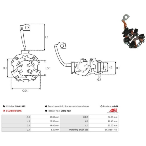 AS-PL Halter, Kohleb&uuml;rsten AS SBH0147S