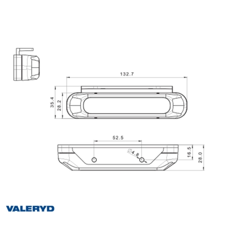 LED Warnleuchte 132,2x28,2x28mm blau 1 m kabel Anh&auml;nger Valeryd 3110013