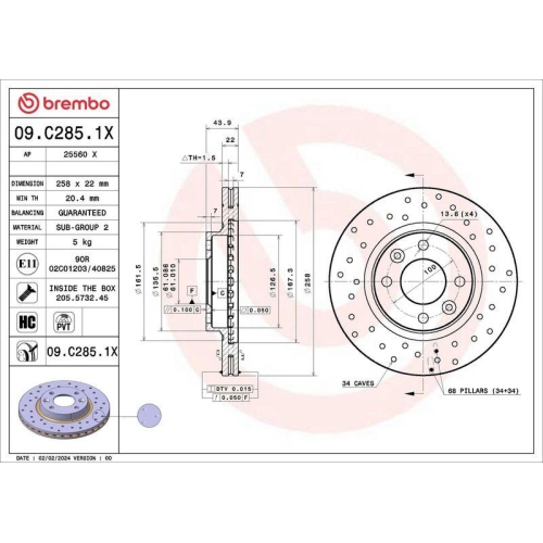 BREMBO Bremsscheibe XTRA LINE - Xtra 09.C285.1X