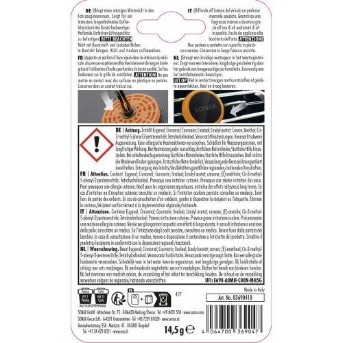 AIR FRESHENER SWEET HOME LUFTERFRISCHER AUTODUFT FÜR LÜFTUNGSGITTER SONAX