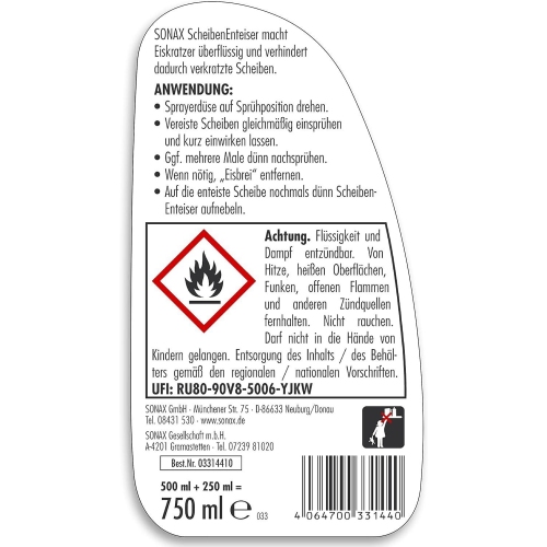 Sonax Scheibenenteiser 750 ml, 03314410, blitzschnell freie Scheiben