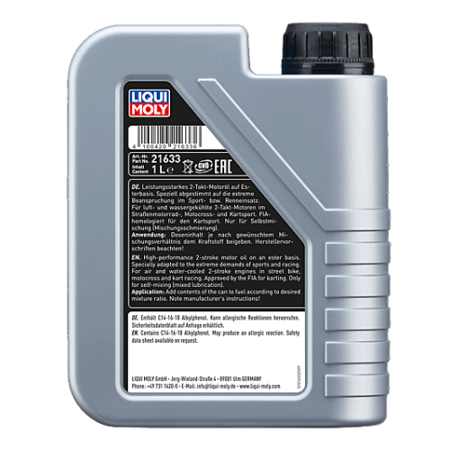 Liqui Moly Motorrad 2-Takt Motoroil Race Tec API TC ISO L-EGD JASO FD 1 Liter