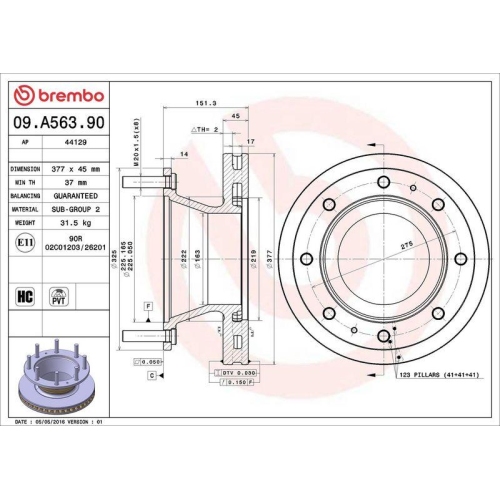 BREMBO Bremsscheibe PRIME LINE 09.A563.90