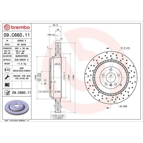 BREMBO Bremsscheibe PRIME LINE - UV Coated 09.C660.11
