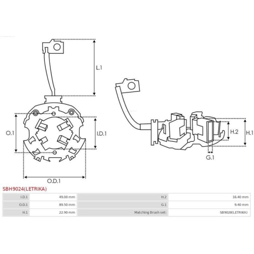 AS-PL Halter, Kohleb&uuml;rsten Brandneu Letrika