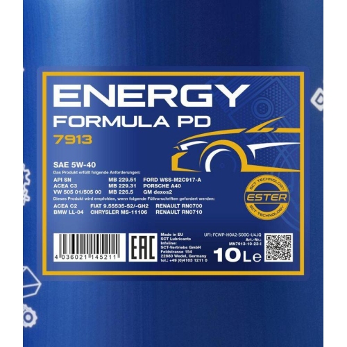 Motor&ouml;l Motoren&ouml;l Mannol Energy Formula PD 5W-40 10 Liter Kanister MN7913-10