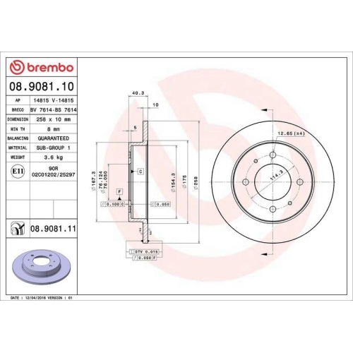 BREMBO Bremsscheibe PRIME LINE 08.9081.10