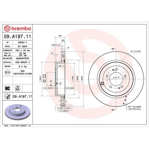 BREMBO Bremsscheibe PRIME LINE - UV Coated 09.A197.11