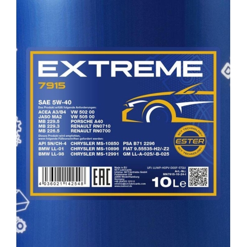Motor&ouml;l Motoren&ouml;l Mannol Extreme 5W-40 10 Liter Kanister MN7915-10