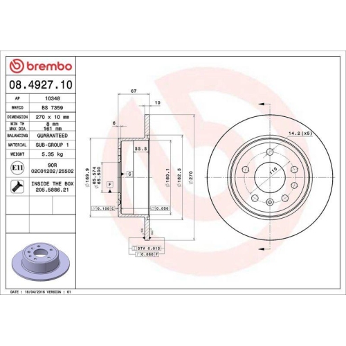 BREMBO Bremsscheibe PRIME LINE 08.4927.10