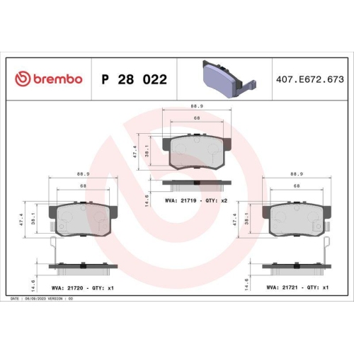 BREMBO Bremsbelagsatz, Scheibenbremse PRIME LINE P 28 022