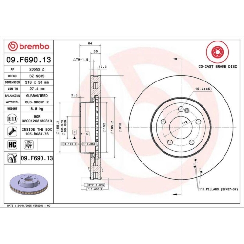 BREMBO Bremsscheibe PRIME LINE - Co-Cast 09.F690.13