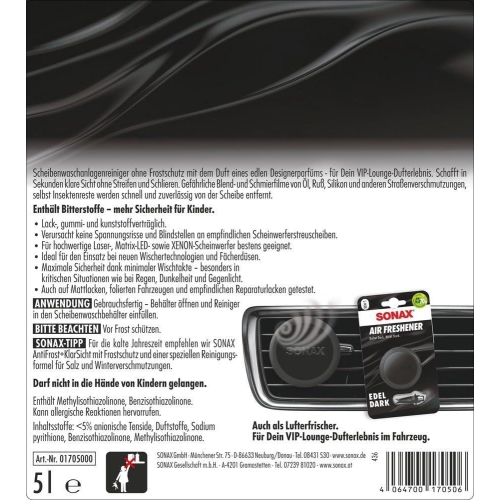 SONAX ScheibenReiniger gebrauchsfertig Edeldark 5 Liter 01705000