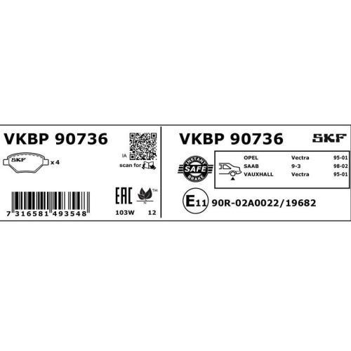 SKF Bremsbelagsatz, Scheibenbremse VKBP 90736