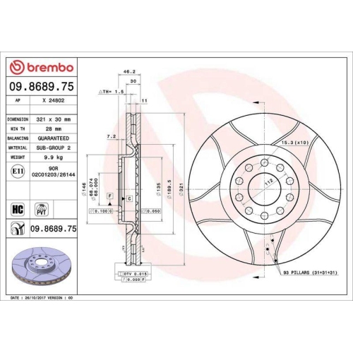 BREMBO Bremsscheibe XTRA LINE - Max 09.8689.75