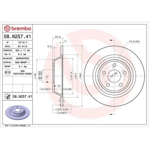 BREMBO Bremsscheibe PRIME LINE - UV Coated 08.N257.41
