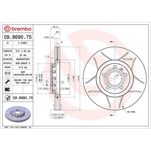 BREMBO Bremsscheibe XTRA LINE - Max 09.8690.75