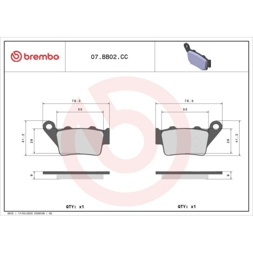 BREMBO Bremsbelagsatz, Scheibenbremse PRIME - CarbonCeramic - CC 07BB02CC