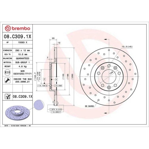 BREMBO Bremsscheibe XTRA LINE - Xtra 08.C309.1X